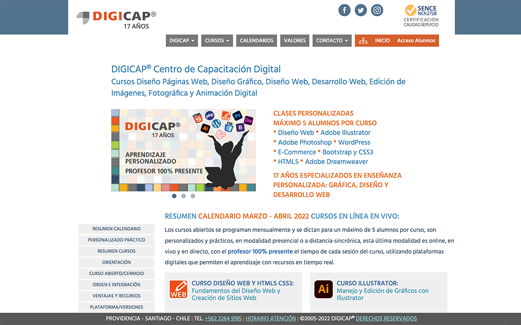 Página Web DIGICAP Capacitación Digital